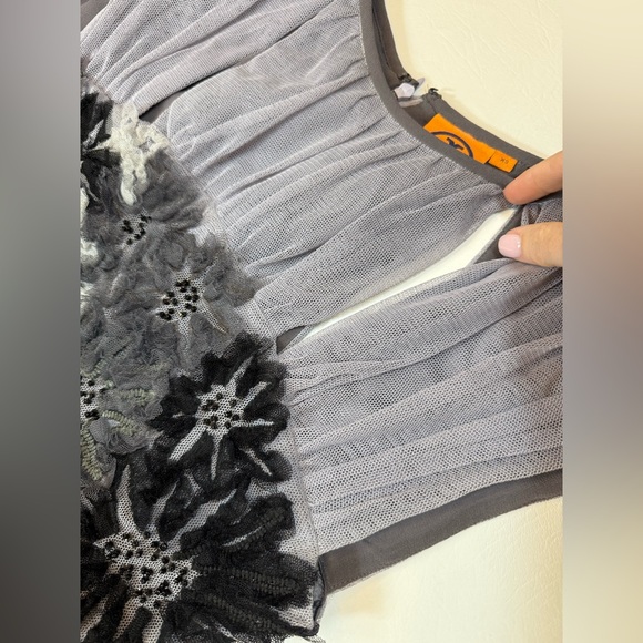 Tory Burch Faith Dress XS grey floral double lined midi sleeveless FLAW (bin G) - Picture 9 of 16